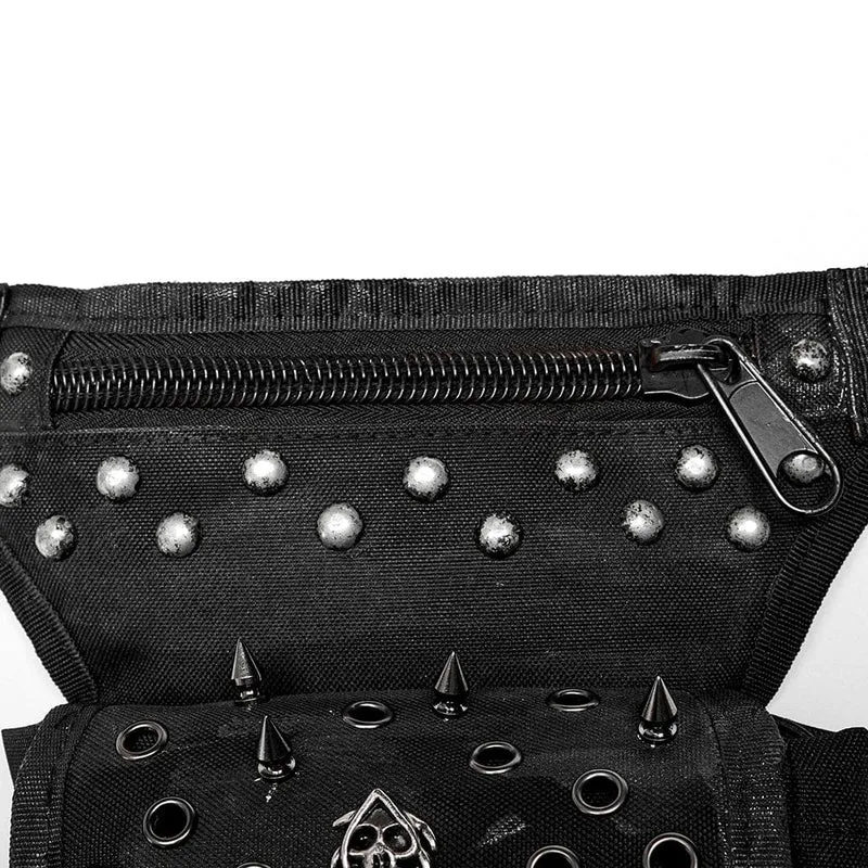 Herren Punk Skull Nieten Gürteltasche