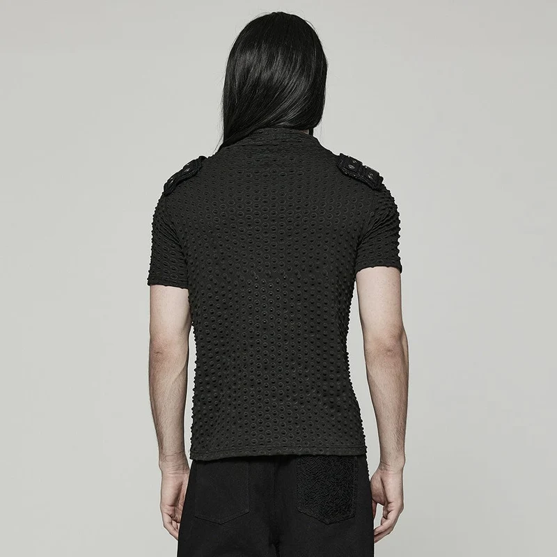 Herren-T-Shirt mit Punk-Bubble-Schnalle und Reißverschluss