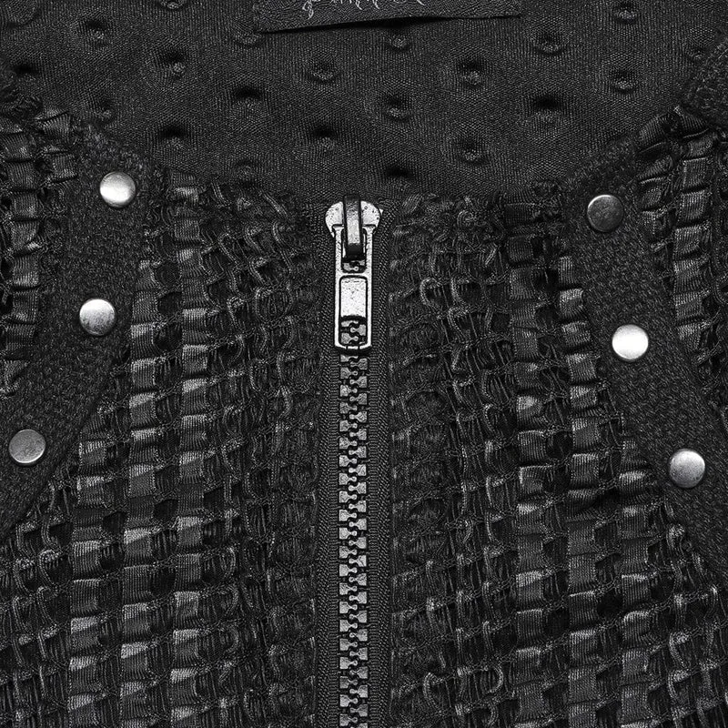 Herren-T-Shirt mit Punk-Bubble-Schnalle und Reißverschluss