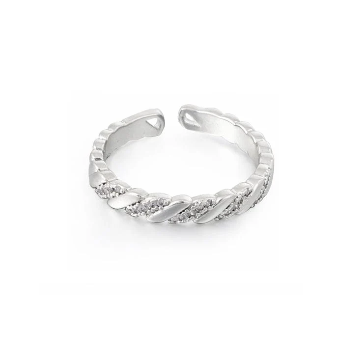 Damen-Punk-Zirkon-gezwirnter offener Ring