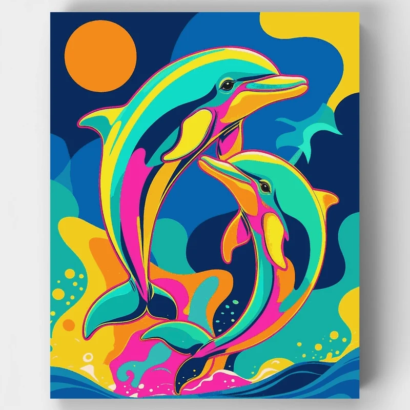 Vibrant Dolphins - Paint by Numbers Kit