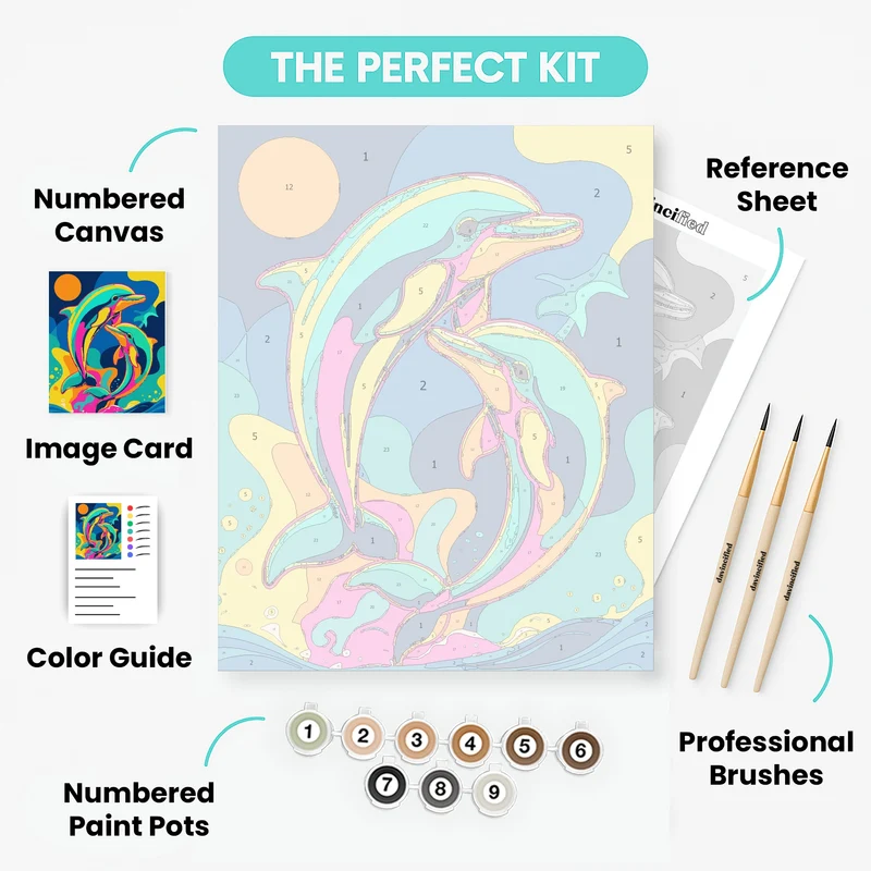 Vibrant Dolphins - Paint by Numbers Kit