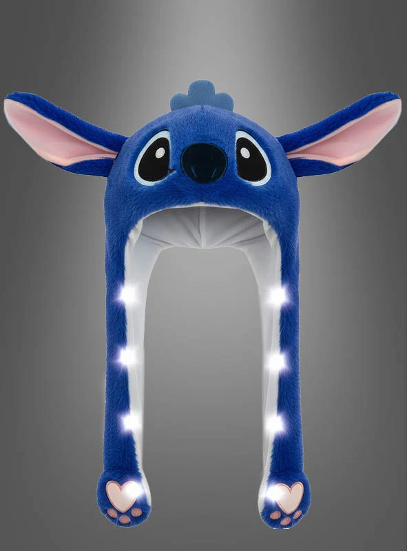 Blaue Alien Mütze mit bunten LED