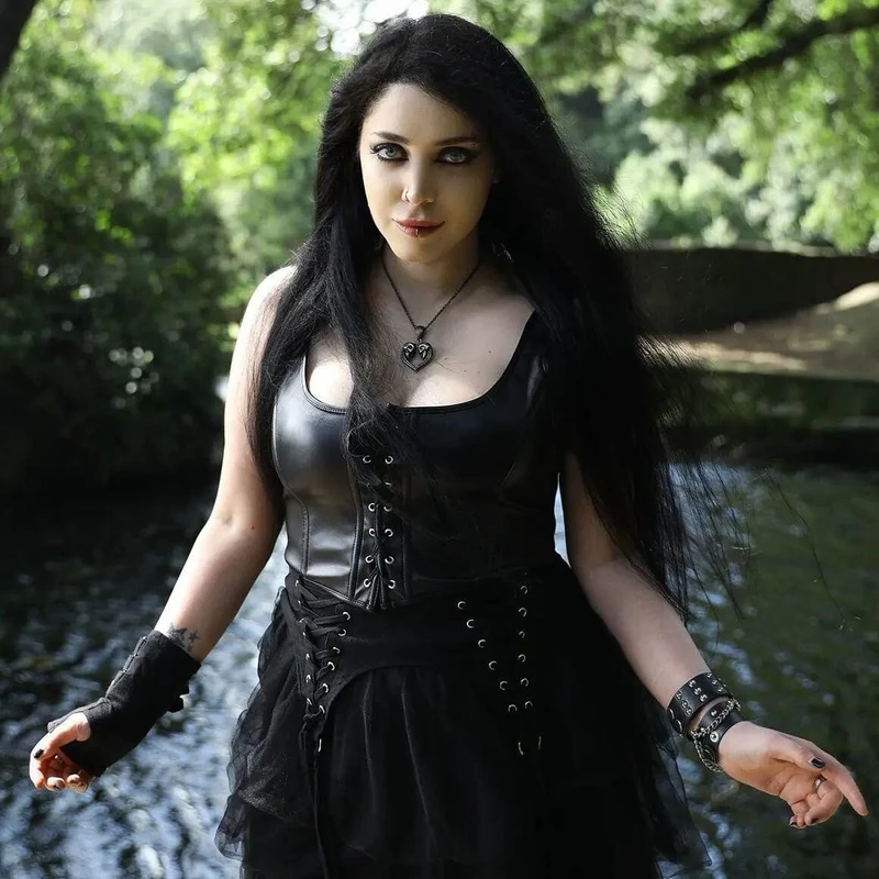 Punk-Bustier aus Kunstleder mit Schnürung für Damen