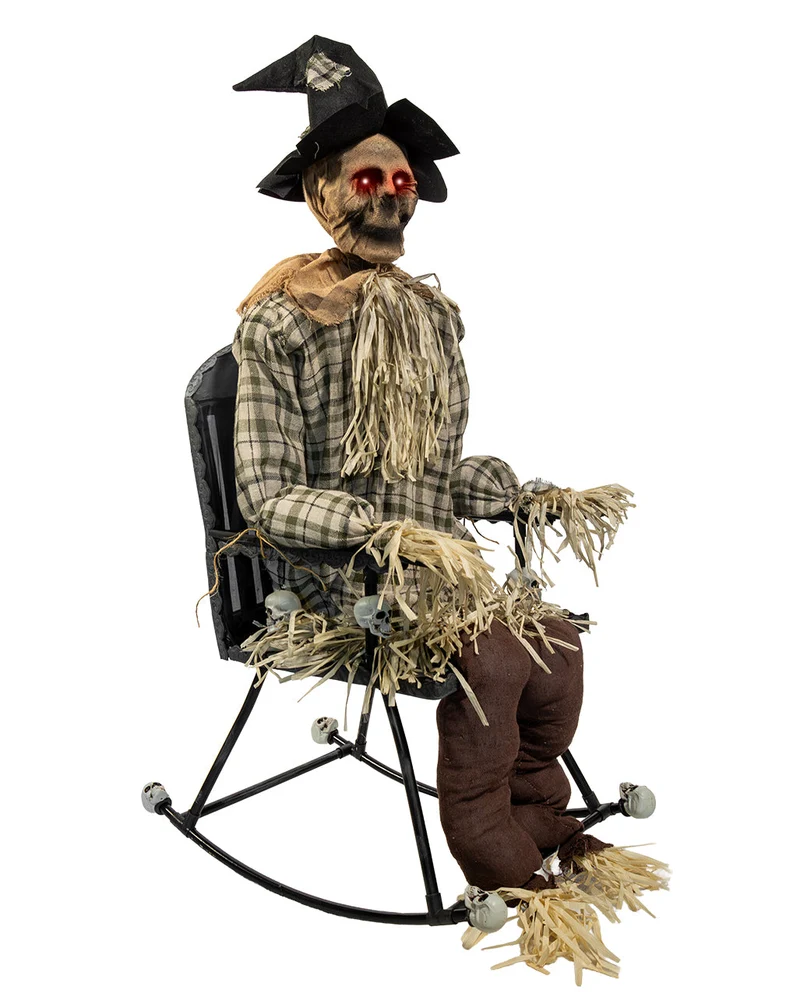 Verfluchte Vogelscheuche auf Schaukelstuhl Animatronic 120cm
