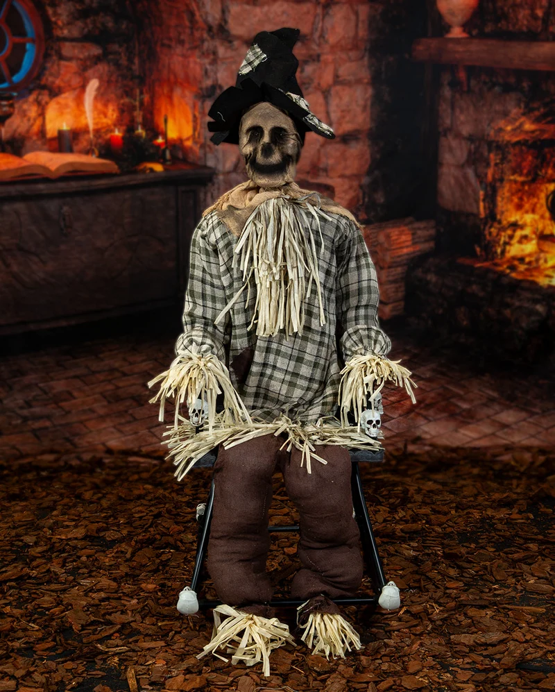 Verfluchte Vogelscheuche auf Schaukelstuhl Animatronic 120cm