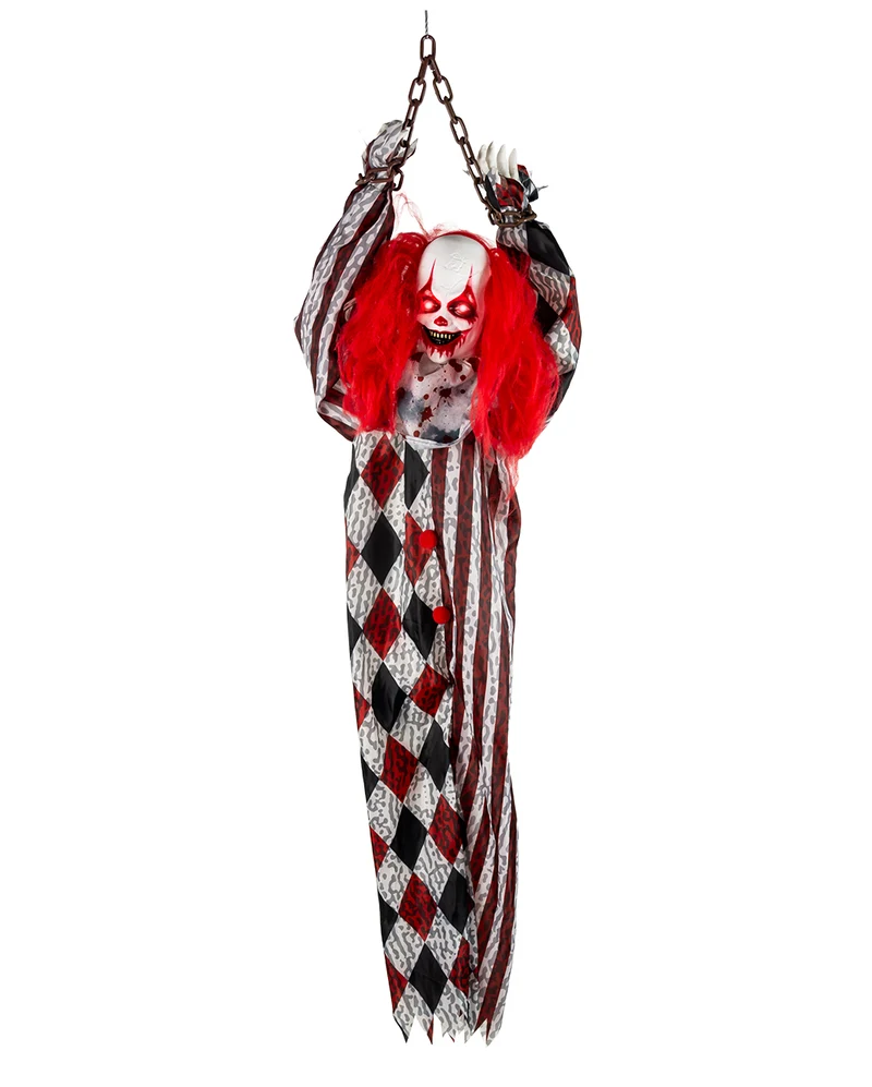 Freaky Killerclown mit Schütteleffekt, Licht & Sound 155cm