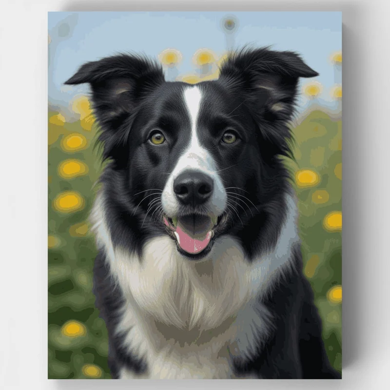 Border Collie in Sunflower Field - Paint by Numbers Kit