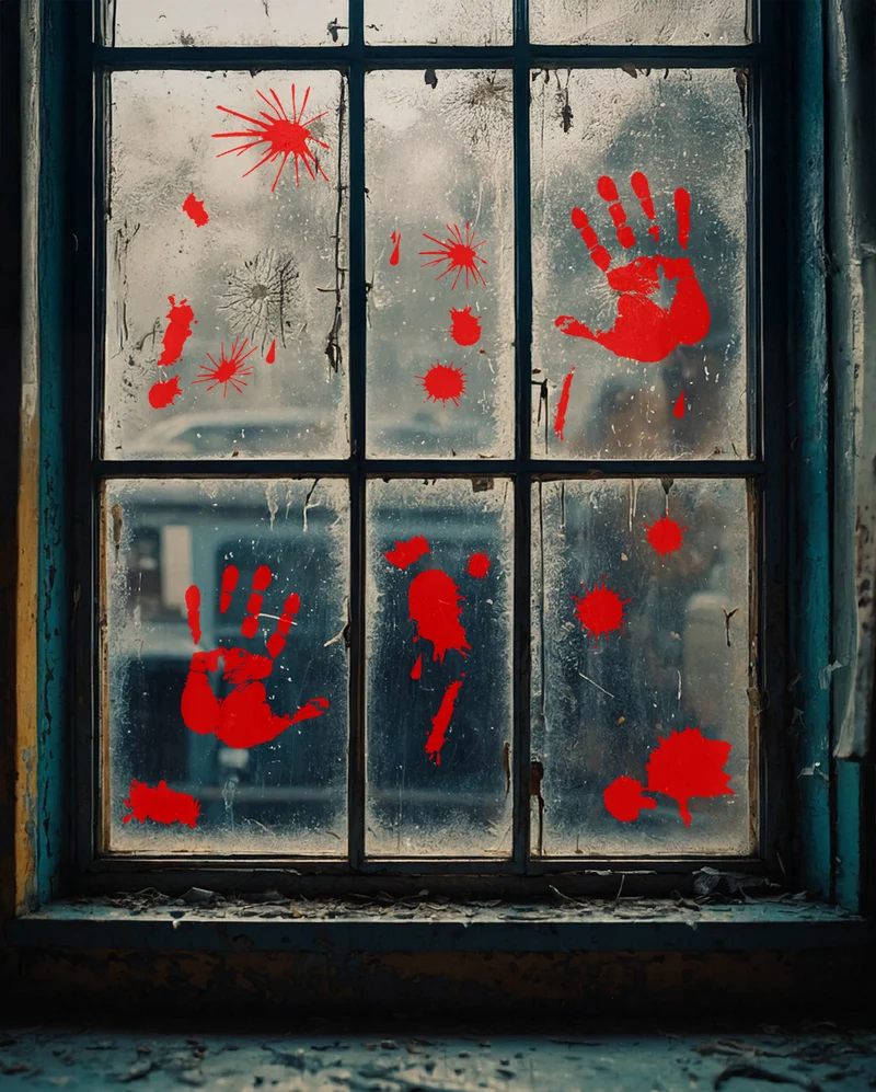 Blutige Handabdrücke & Blutflecke Fensterfolie