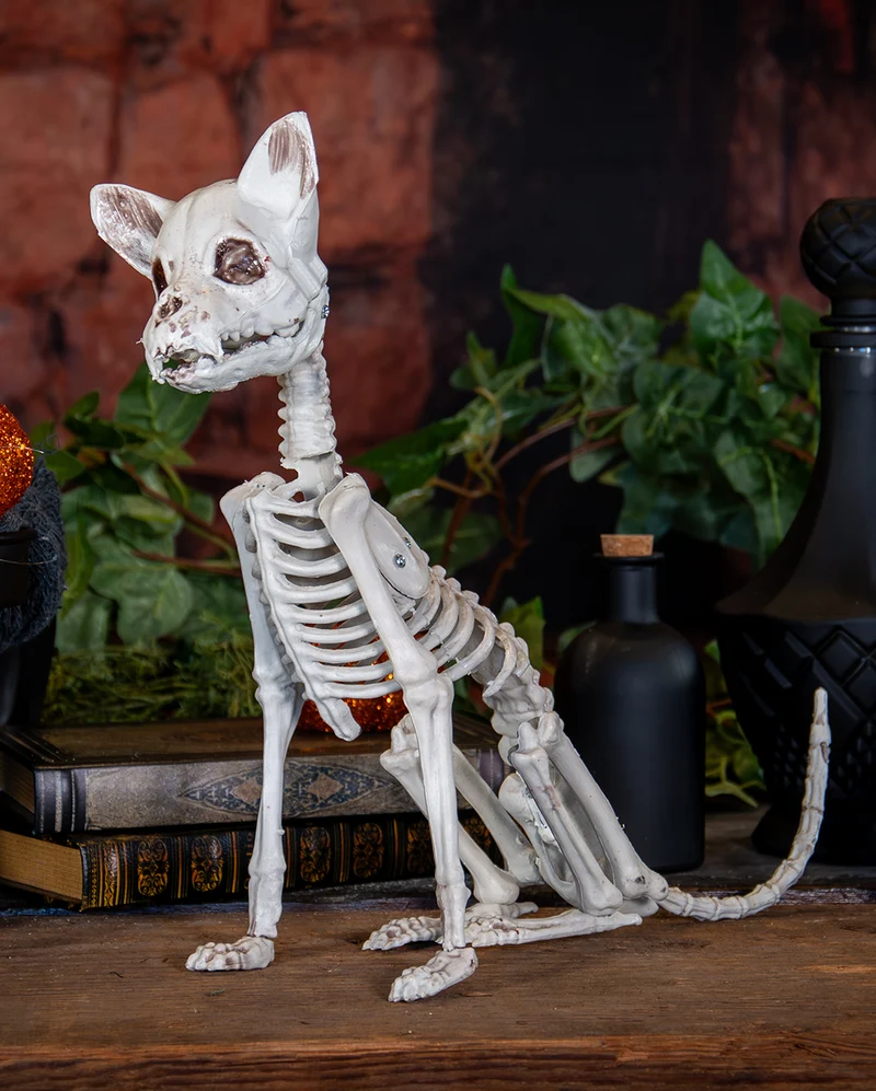 Sitzende Skelett Katze 48cm