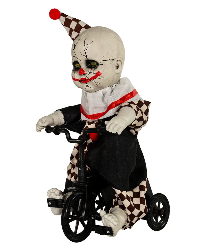 Spooky Clown Doll auf Dreirad Halloween Animatronic 39cm