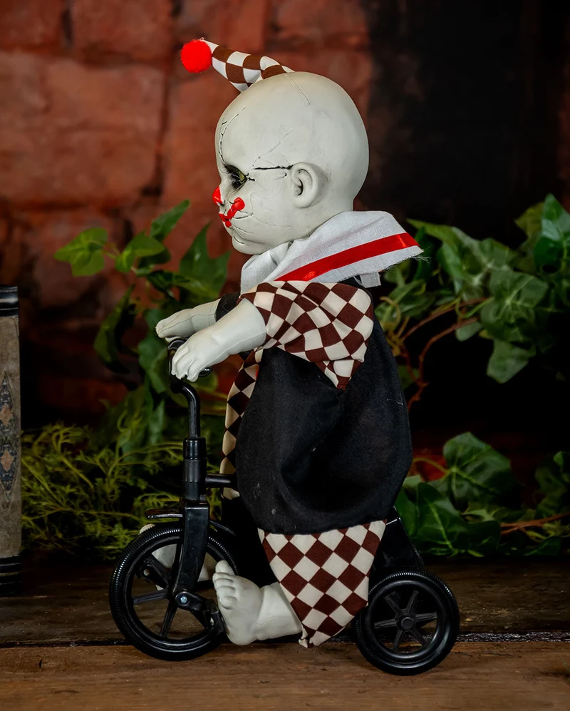 Spooky Clown Doll auf Dreirad Halloween Animatronic 39cm