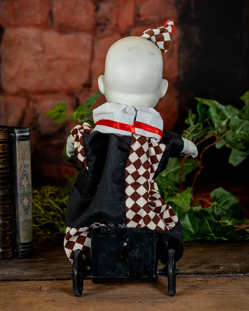 Spooky Clown Doll auf Dreirad Halloween Animatronic 39cm