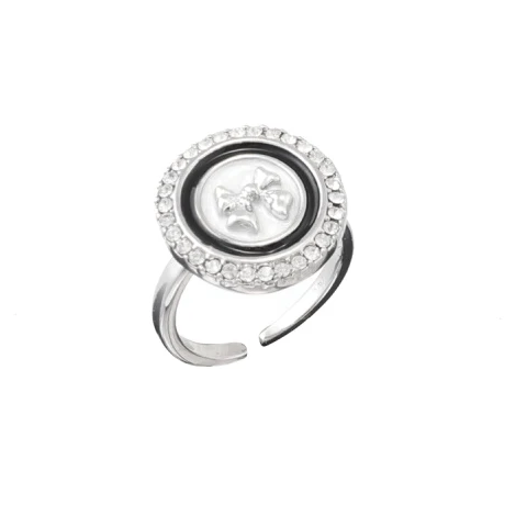 Damen-Ring mit Strasssteinen und Schleife im Grunge-Stil