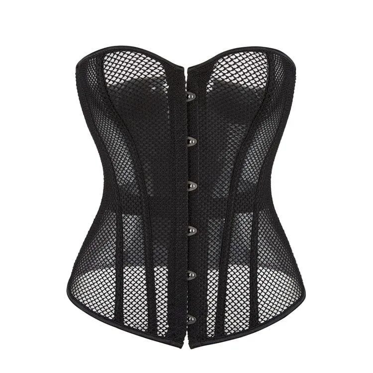 Gothic-Riemchen-Mesh-Vollbrustkorsett für Damen