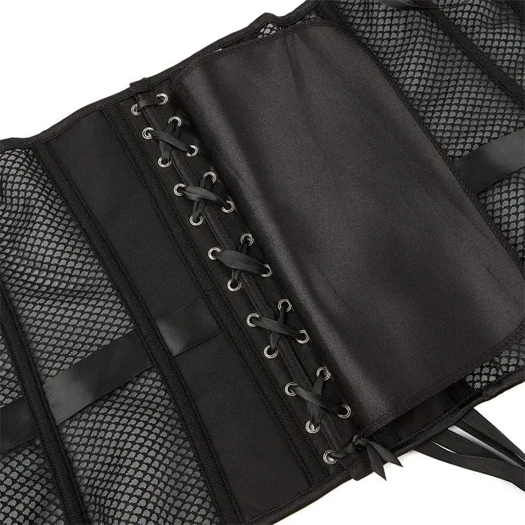 Gothic-Riemchen-Mesh-Vollbrustkorsett für Damen