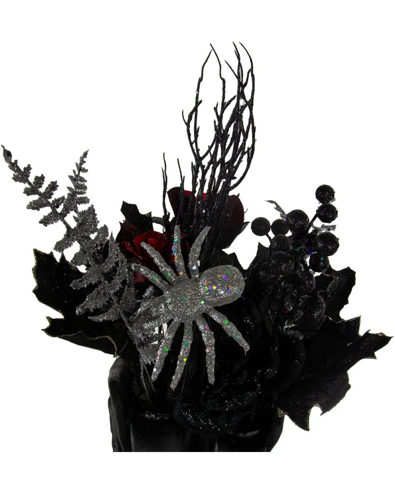 Hexenschuhe mit Gothic Glitter Strauß Arrangement 55cm