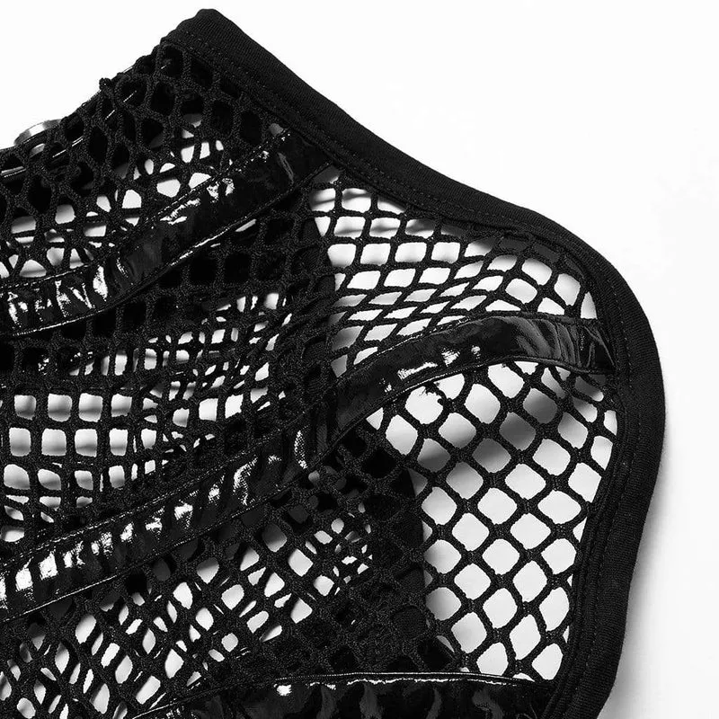Gothic Faux Leather Splice Mesh-Maske für Herren