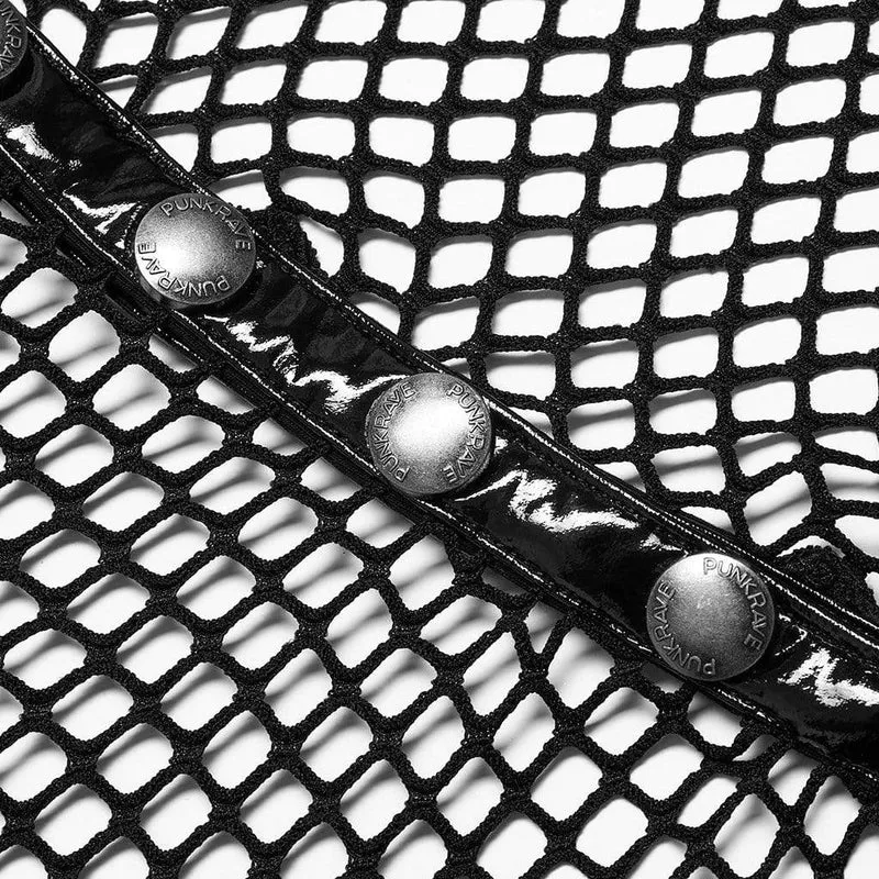 Gothic Faux Leather Splice Mesh-Maske für Herren