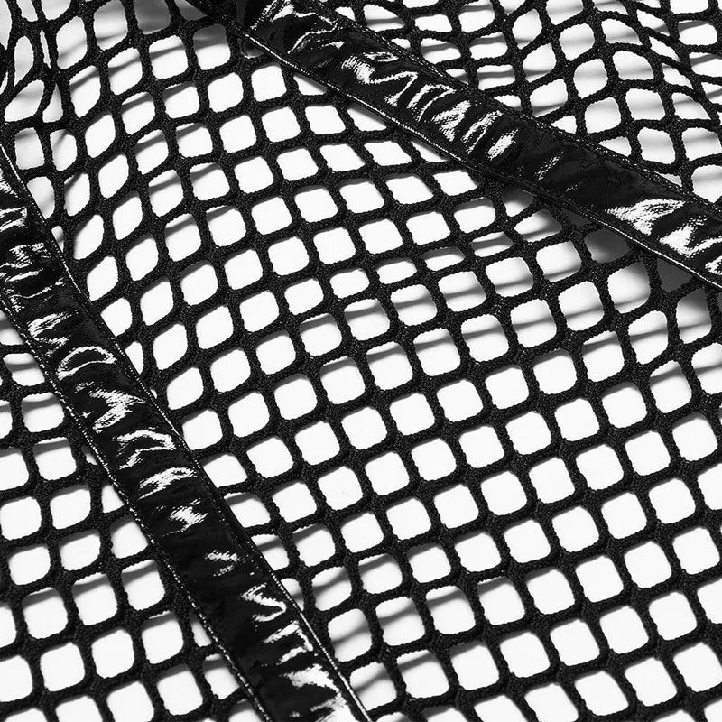 Gothic Faux Leather Splice Mesh-Maske für Herren