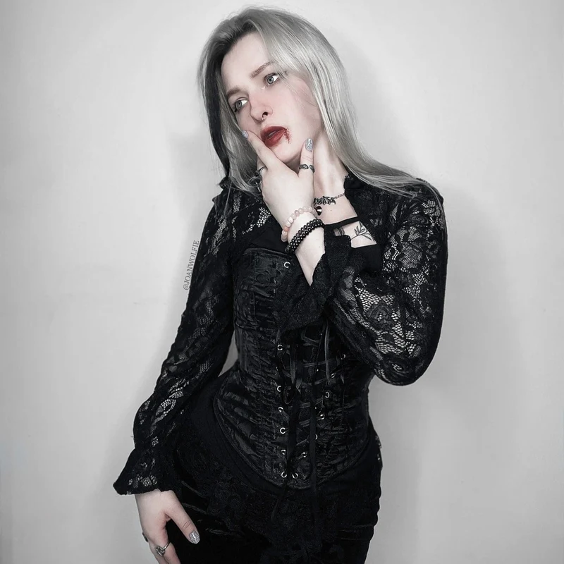 Gothic Jacquard Vollbrustkorsett für Damen
