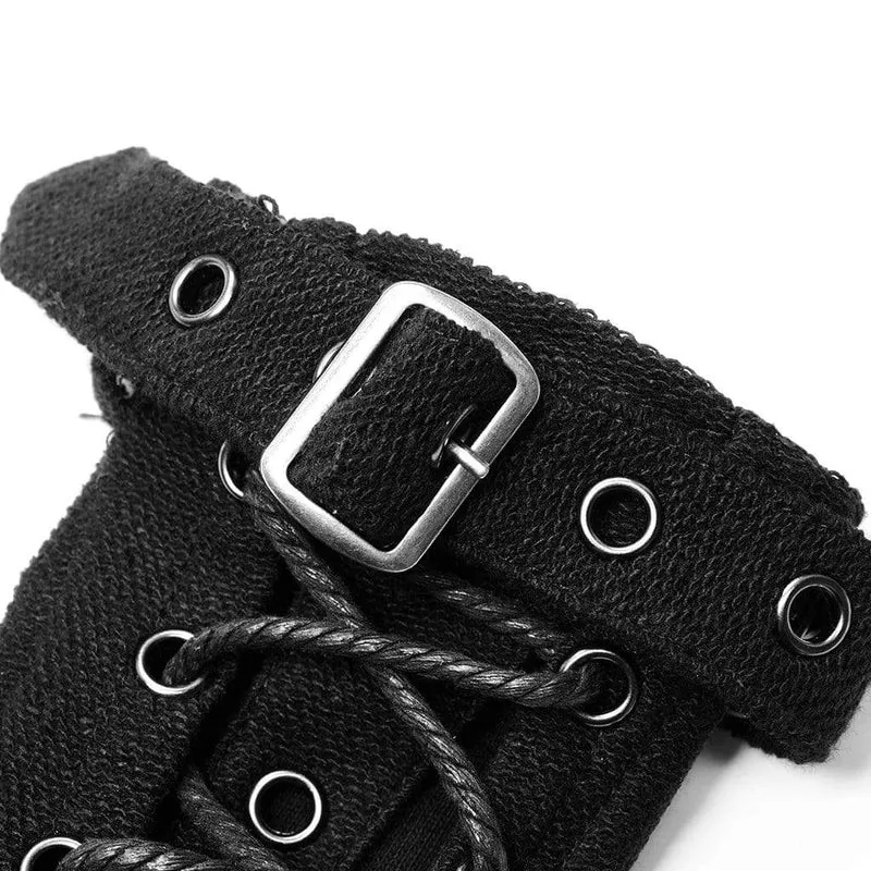 Herren Punk Riemchen Cutout Schnallen Schwarze Handschuhe