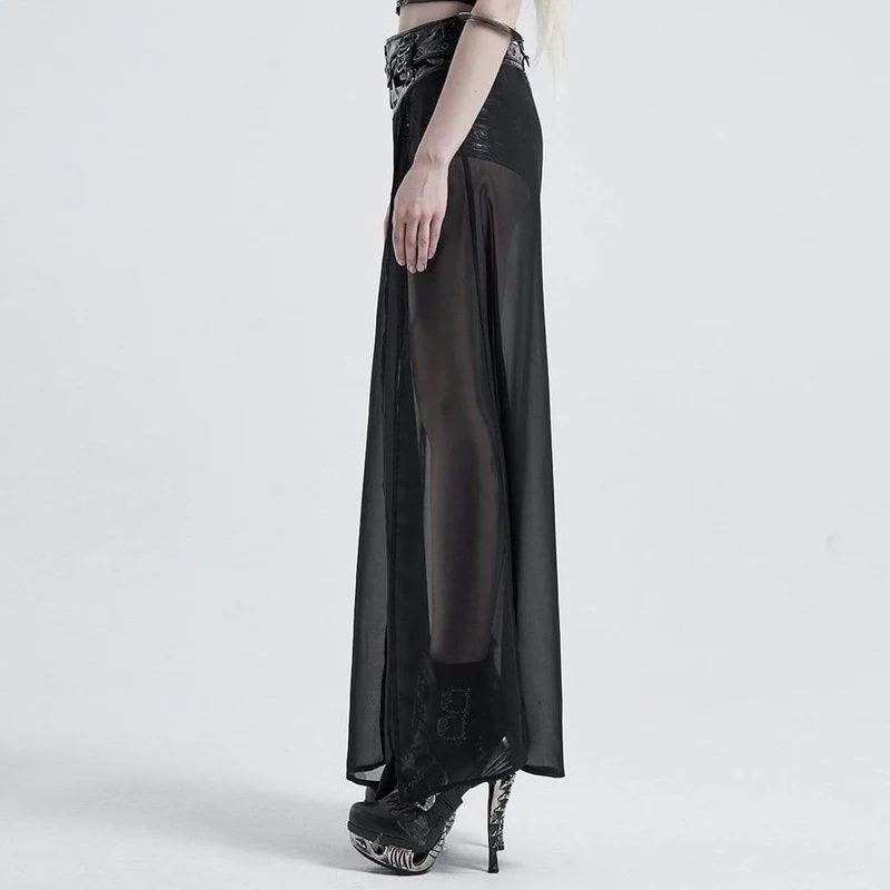 Damen Gothic Kunstleder Shorts mit Überrock