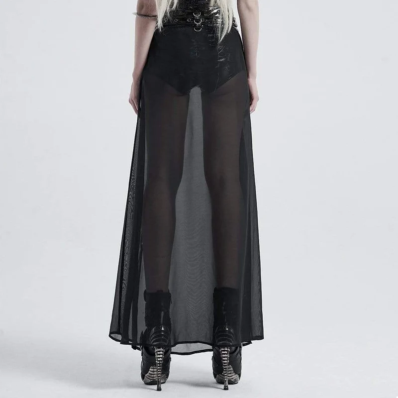 Damen Gothic Kunstleder Shorts mit Überrock