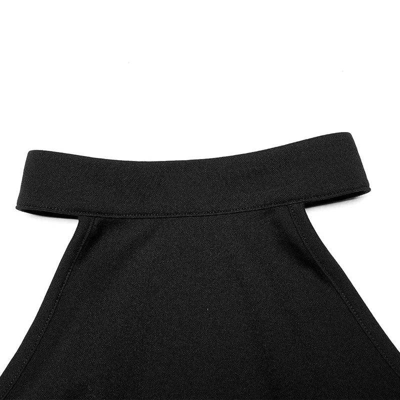 Damen Punk Neckholder Off Shoulder Schmal geschnittenes Kleid mit Strumpfband