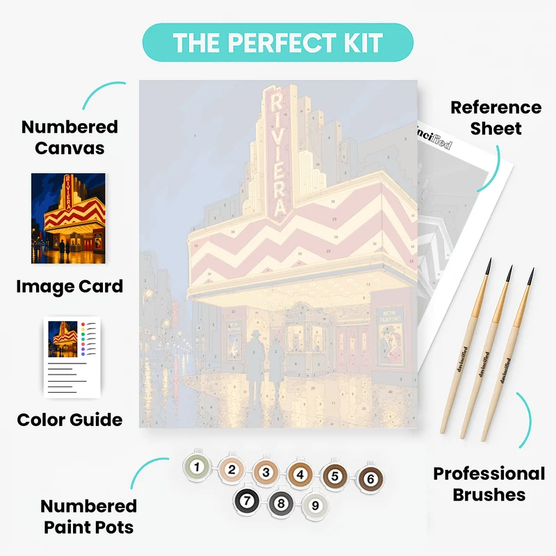 Riviera Theatre Night - Paint by Numbers Kit