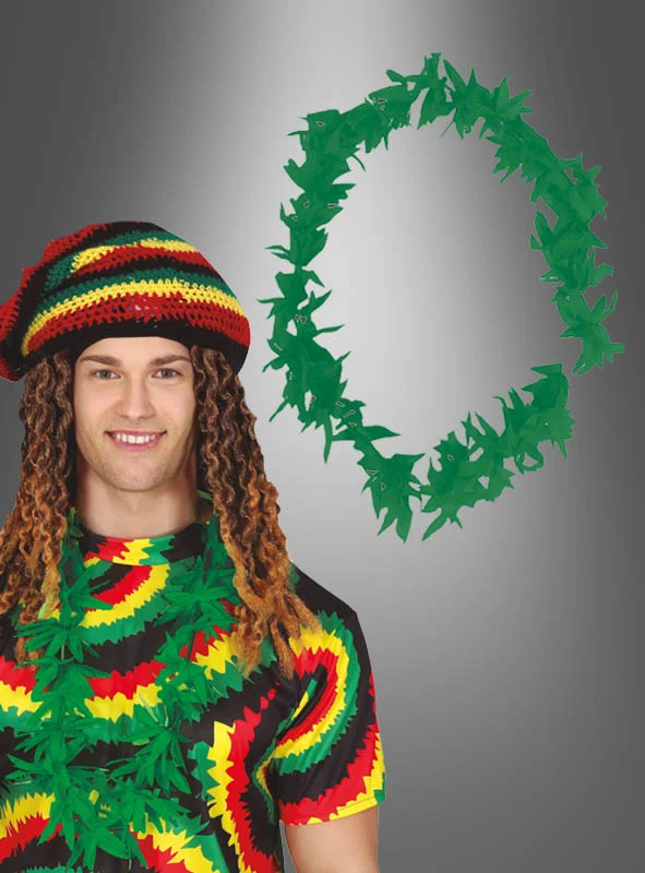Hippie- oder Hawaiiparty Hanfblätter Kette