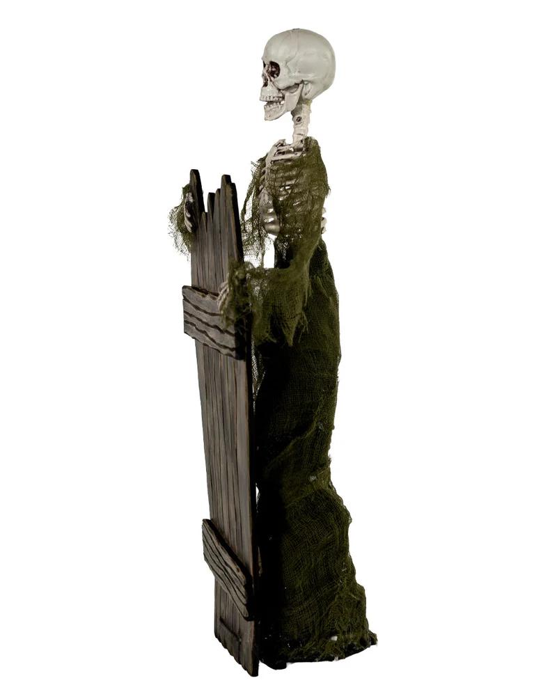 Skelett am Sarg-Zaun Halloween Animatronic 40cm