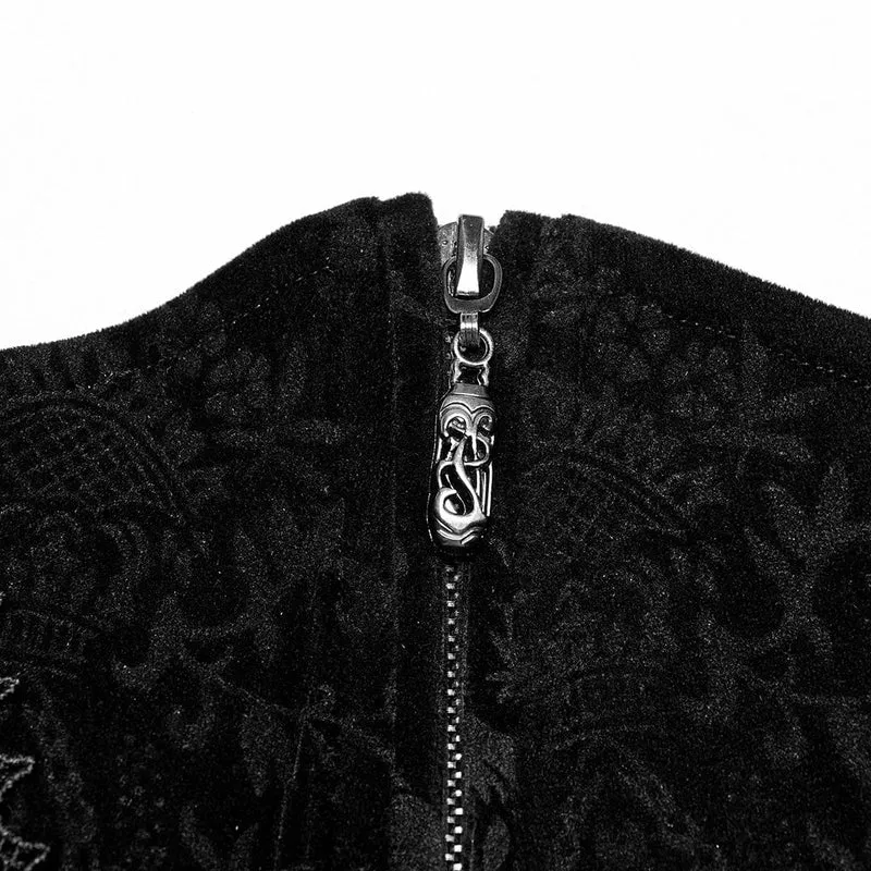 Damen-Unterbrustkorsett im Gothic-Stil mit Riemchen und Rüschen aus Samt in Übergröße
