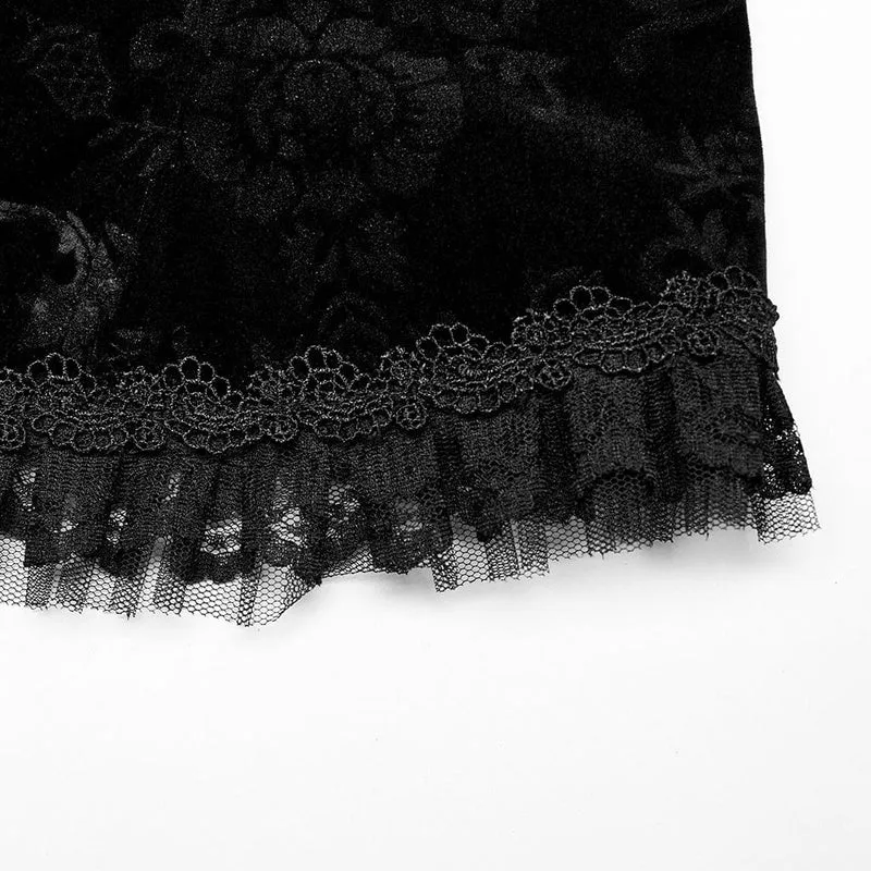 Damen-Unterbrustkorsett im Gothic-Stil mit Riemchen und Rüschen aus Samt in Übergröße