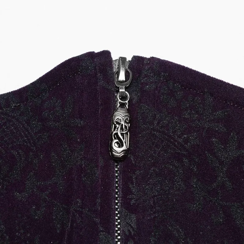 Damen-Unterbrustkorsett im Gothic-Stil mit Riemchen und Rüschen aus Samt in Übergröße