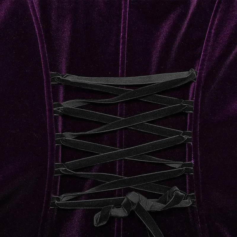 Damen-Gothic-Samtmantel mit ausgestellten Ärmeln und Kapuze in Übergröße