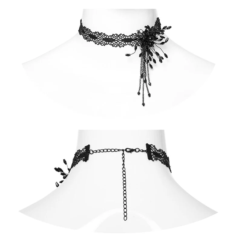 Damen-Halsband aus Gothic-Perlen in Übergröße mit ausgestellter Spitze