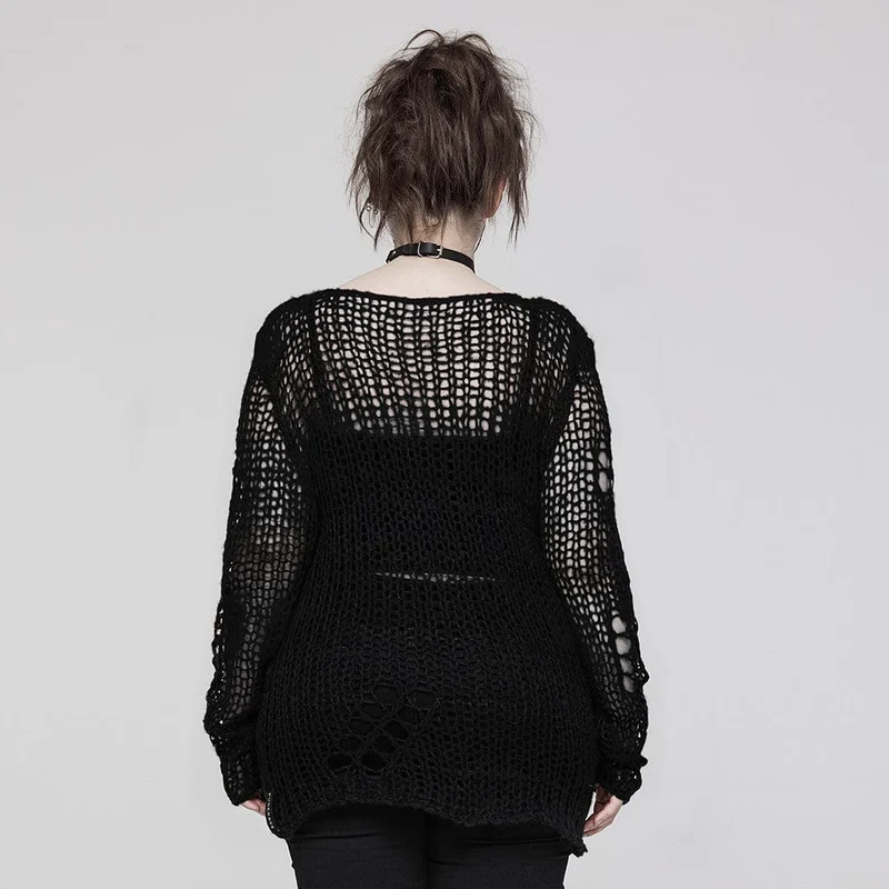 Gestreifter Punk-Strickpullover für Damen in Übergröße
