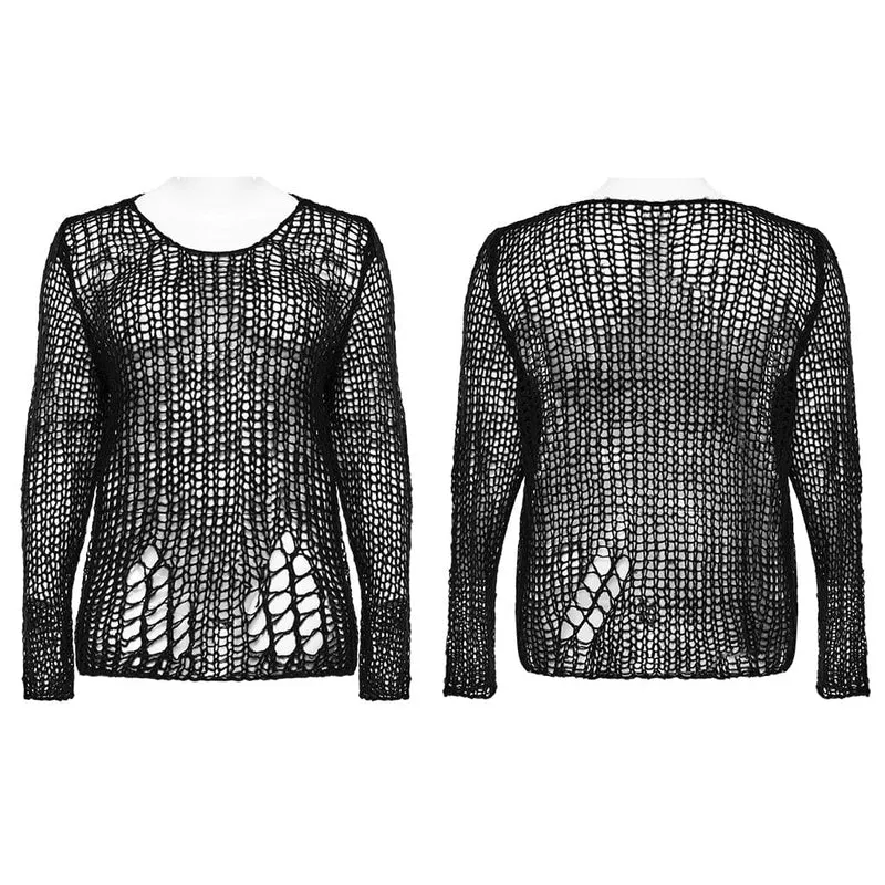 Gestreifter Punk-Strickpullover für Damen in Übergröße