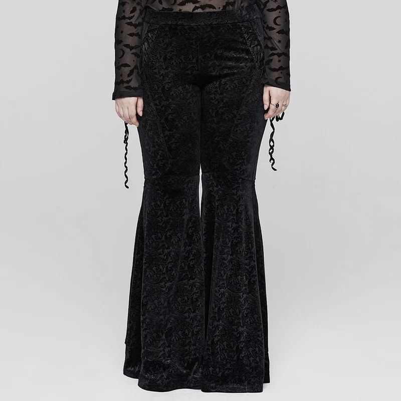 Damen-Gothic-Schlaghose mit Riemchen-Jacquardmuster in Übergröße