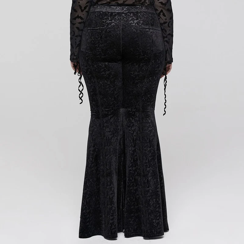 Damen-Gothic-Schlaghose mit Riemchen-Jacquardmuster in Übergröße