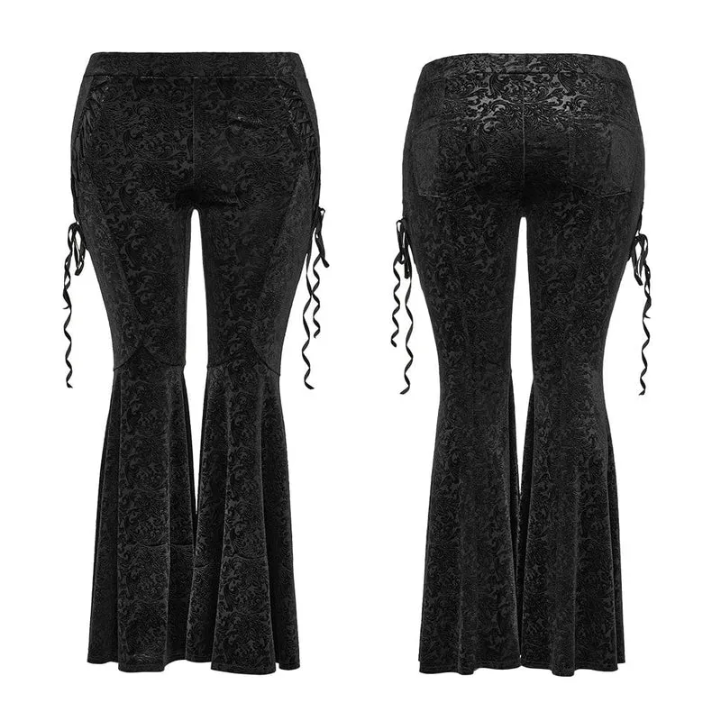Damen-Gothic-Schlaghose mit Riemchen-Jacquardmuster in Übergröße