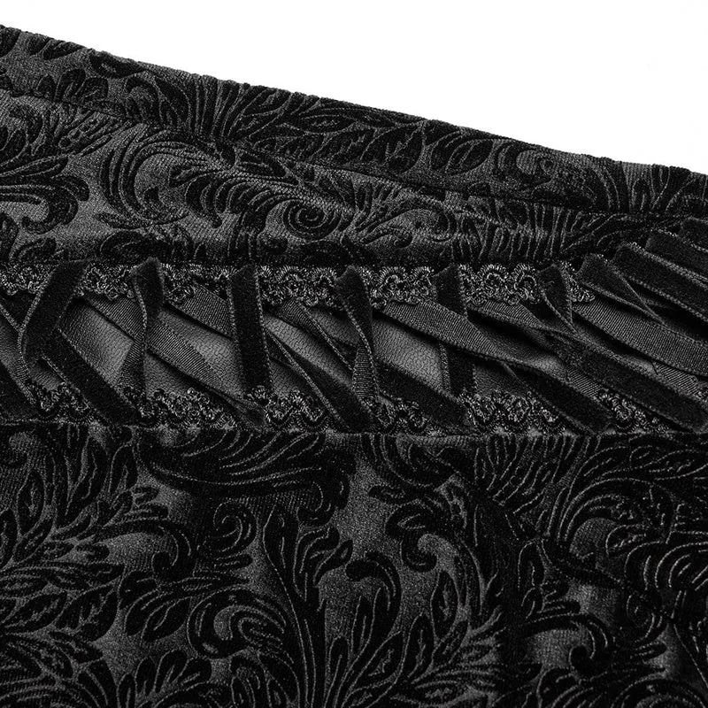 Damen-Gothic-Schlaghose mit Riemchen-Jacquardmuster in Übergröße