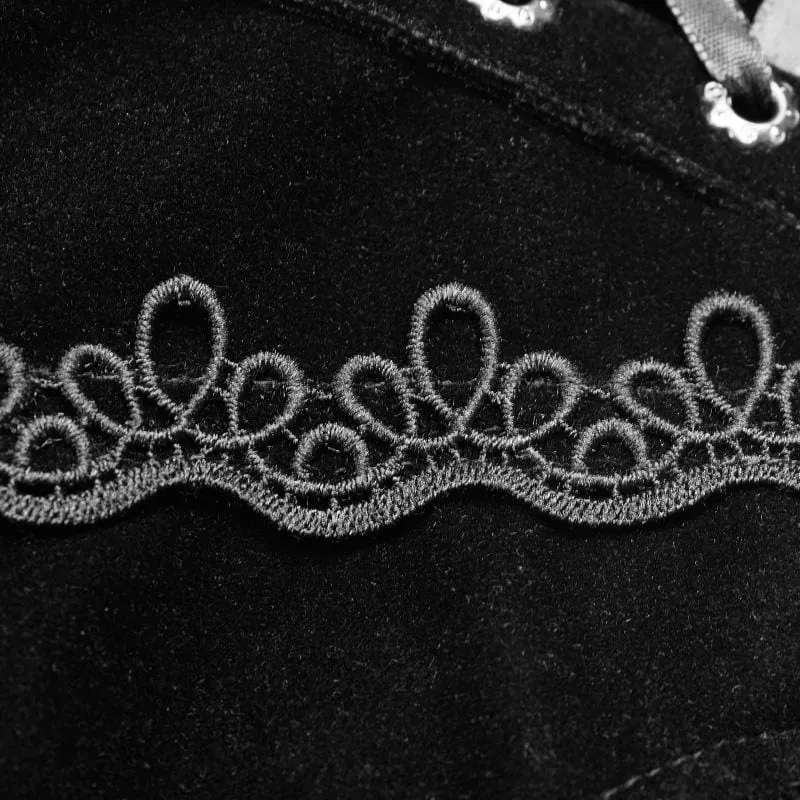 Frauen Lolia Lace-up Lace Hem Velvet Shorts mit langen Rüschen