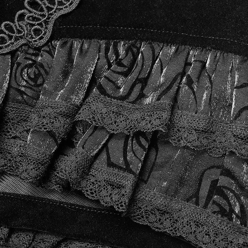 Frauen Lolia Lace-up Lace Hem Velvet Shorts mit langen Rüschen