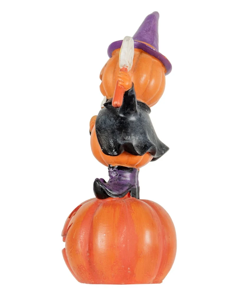 Hexenkürbis auf Jack O'Lantern Dekofigur mit LED 19cm