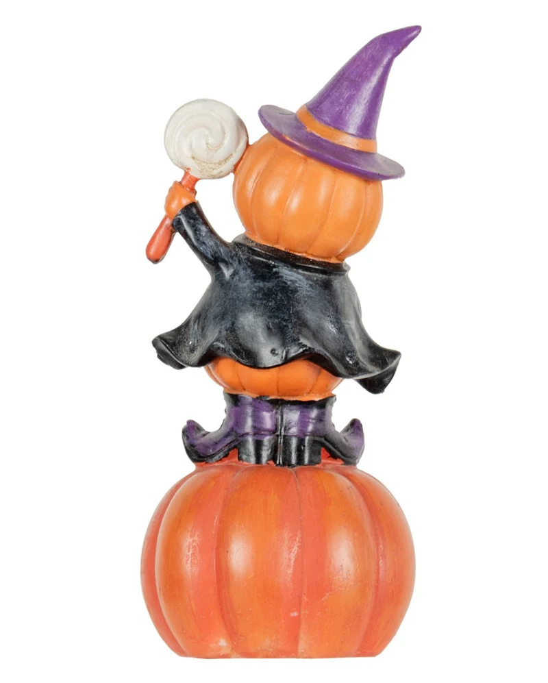 Hexenkürbis auf Jack O'Lantern Dekofigur mit LED 19cm