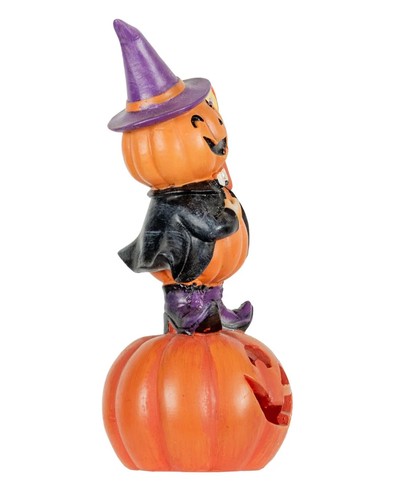 Hexenkürbis auf Jack O'Lantern Dekofigur mit LED 19cm