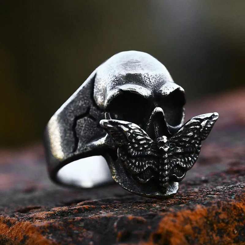 Punk-Schmetterlings-Schädel-Ring für Herren