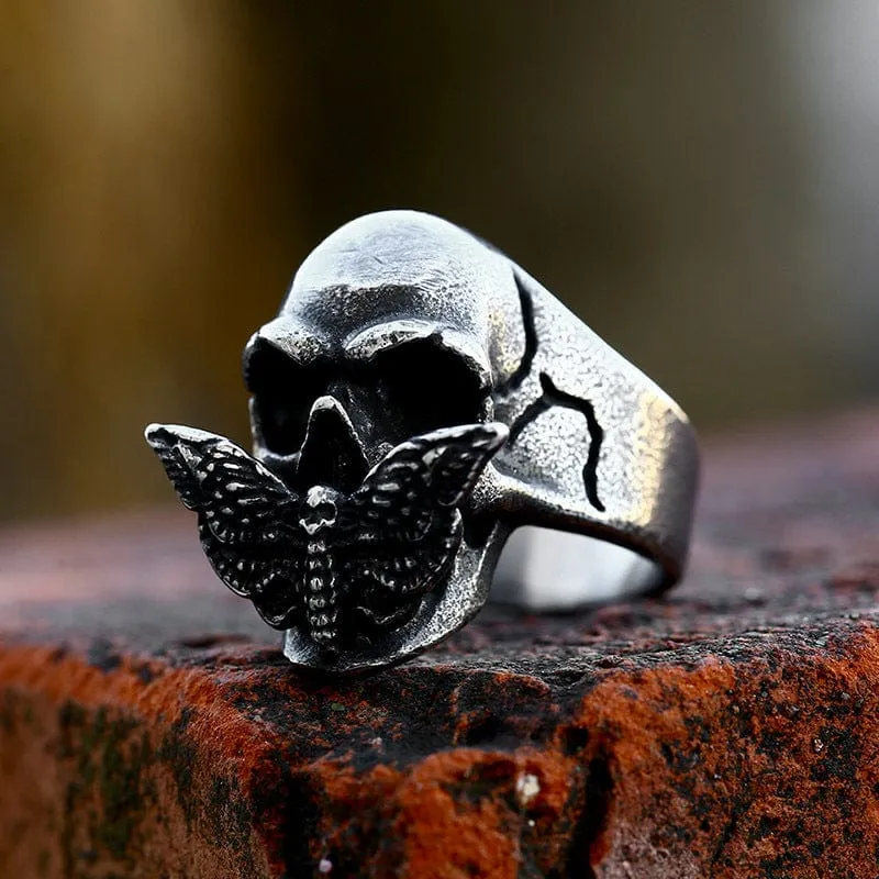 Punk-Schmetterlings-Schädel-Ring für Herren